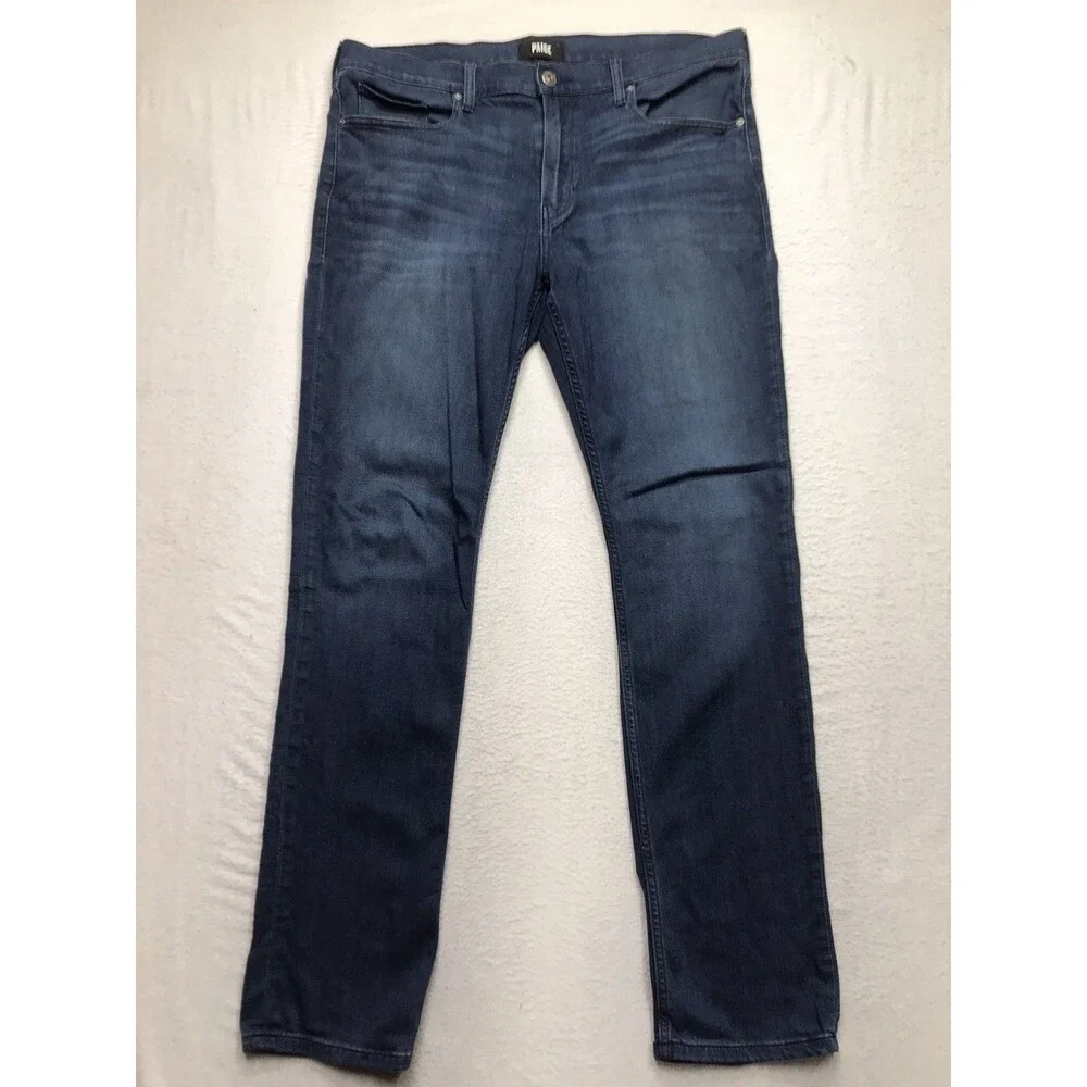 PAIGE Federal Jeans Men 36 (38x33 fit) Dark Whisker Wash Stretch Denim